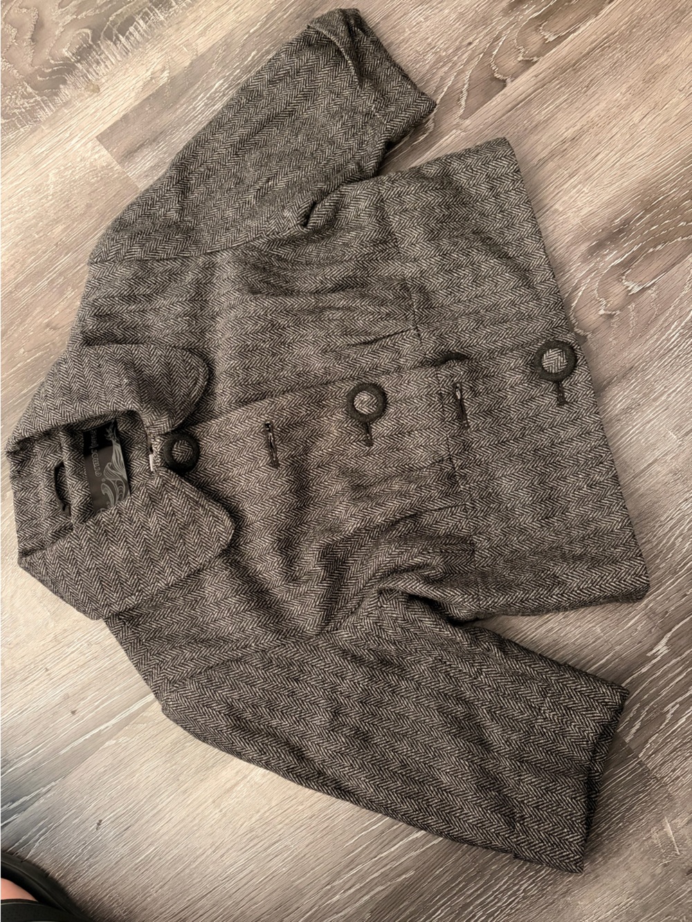 Classic Women's Herringbone Blazer Jacket - Gray